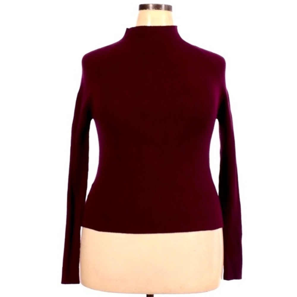 H & M XXL maroon‎ red mock turtle neck long sleeve stretch classic core sweater